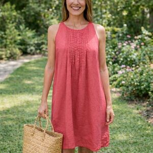 GARNET HILL Linen Dress Women's Size 6 Pink Sleeveless